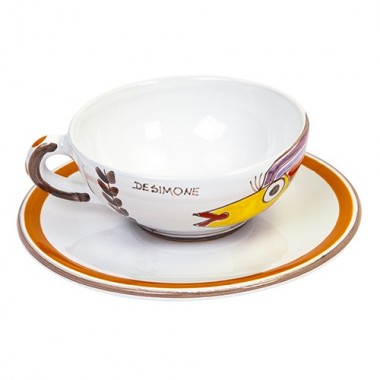 Tazza da tè con piattino Pesce TZ71FK ceramiche de simone Tazza da tè con piattino Pesce TZ71FK ceramiche de simone